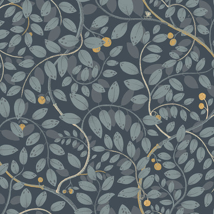 A-Street Prints Kirke Blue Leafy Vines Wallpaper, 20.9-in by 33-ft