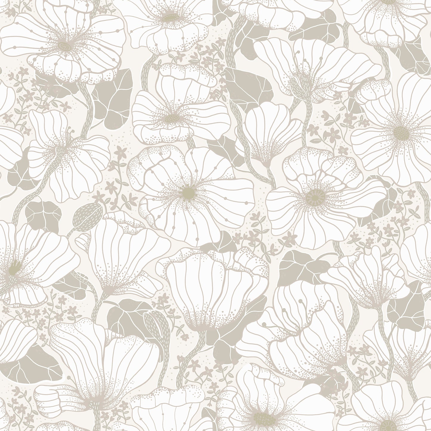 A-Street Prints Matilda Grey Poppy Fields Wallpaper, 20.9-in by 33-ft