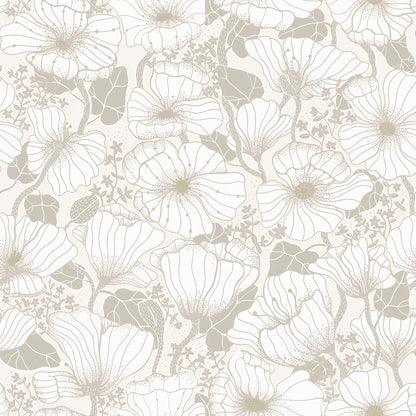 A-Street Prints Matilda Grey Poppy Fields Wallpaper, 20.9-in by 33-ft