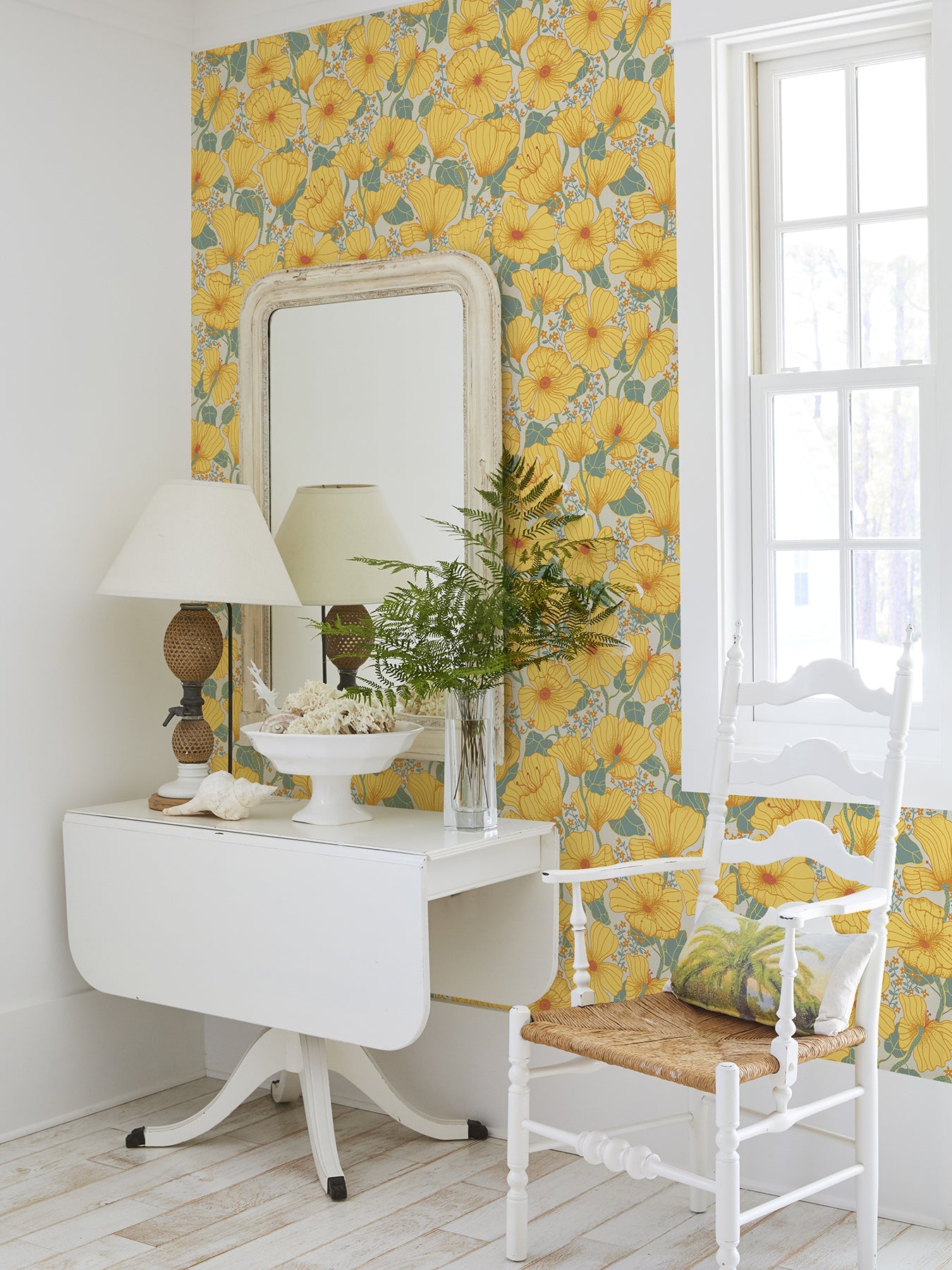 A-Street Prints Matilda Yellow Poppy Fields Wallpaper, 20.9-in by 33-ft