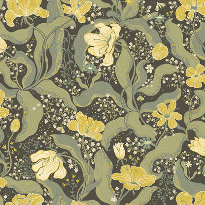 A-Street Prints Bodri Green Tulip Garden Wallpaper, 20.9-in by 33-ft