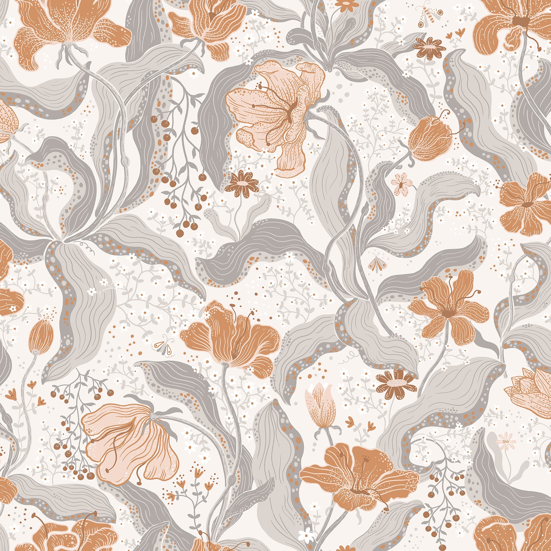 A-Street Prints Bodri Grey Tulip Garden Wallpaper, 20.9-in by 33-ft