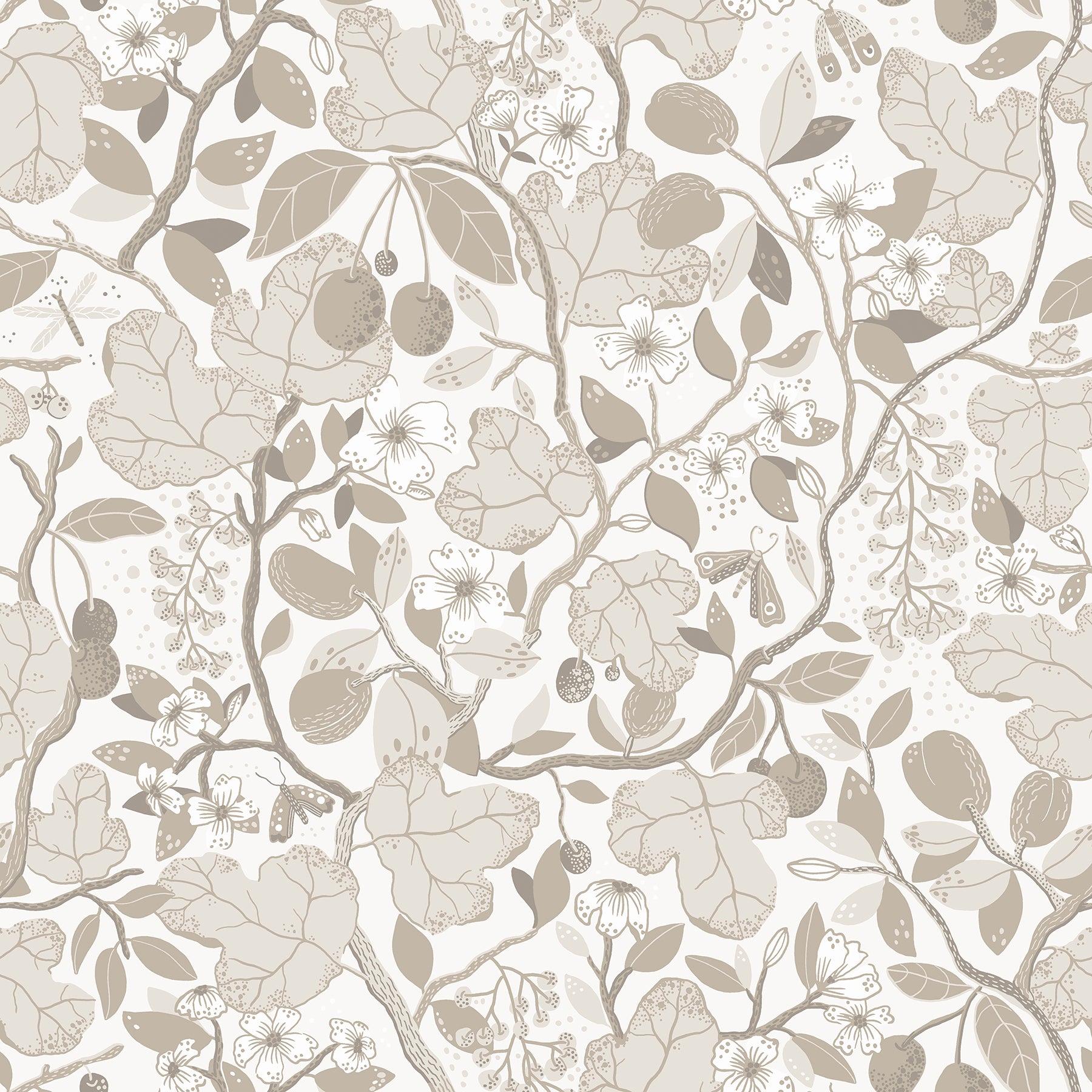 A-Street Prints Ewald Beige Garden Vines Wallpaper, 20.9-in by 33-ft