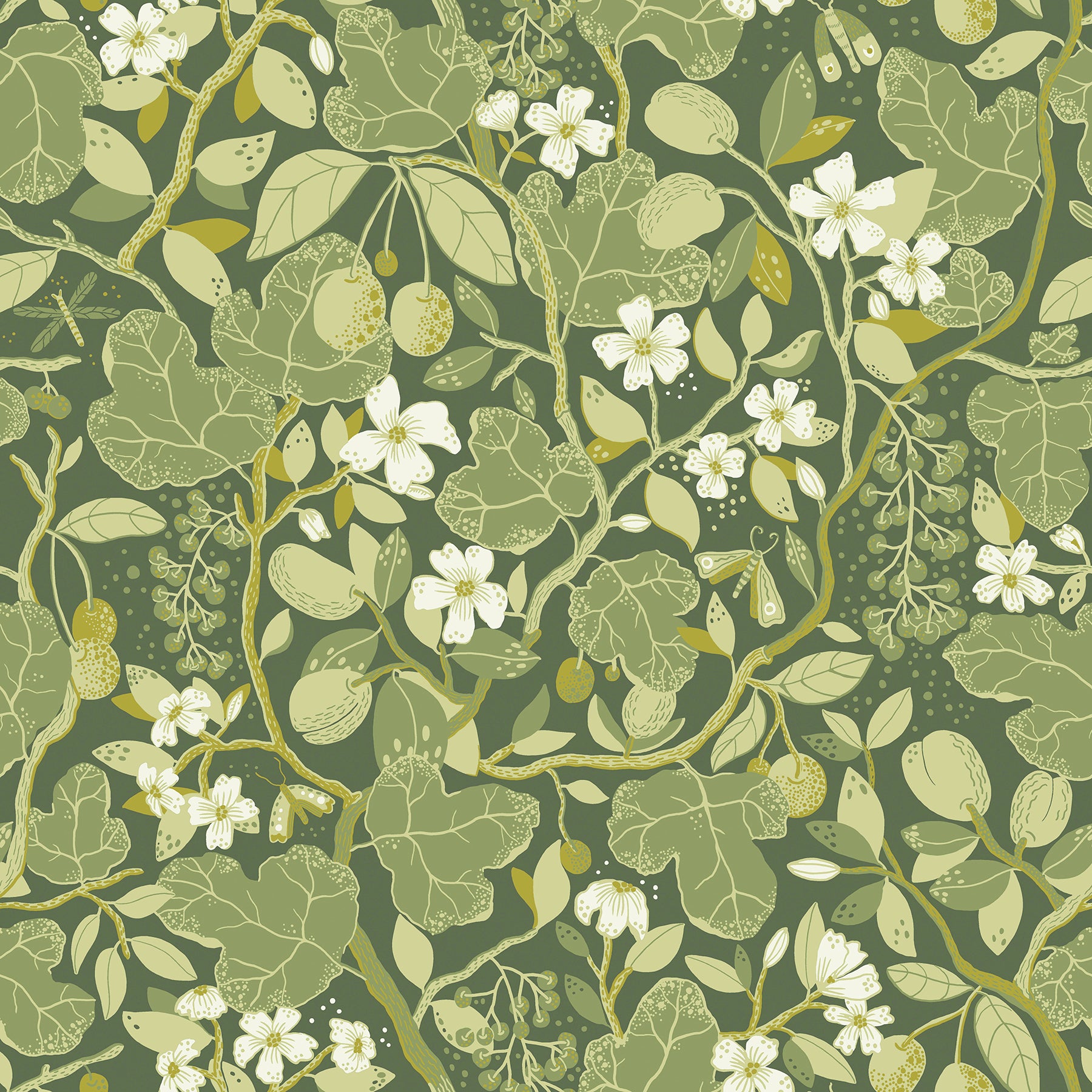 A-Street Prints Ewald Green Garden Vines Wallpaper, 20.9-in by 33-ft