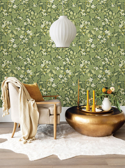 A-Street Prints Ewald Green Garden Vines Wallpaper, 20.9-in by 33-ft