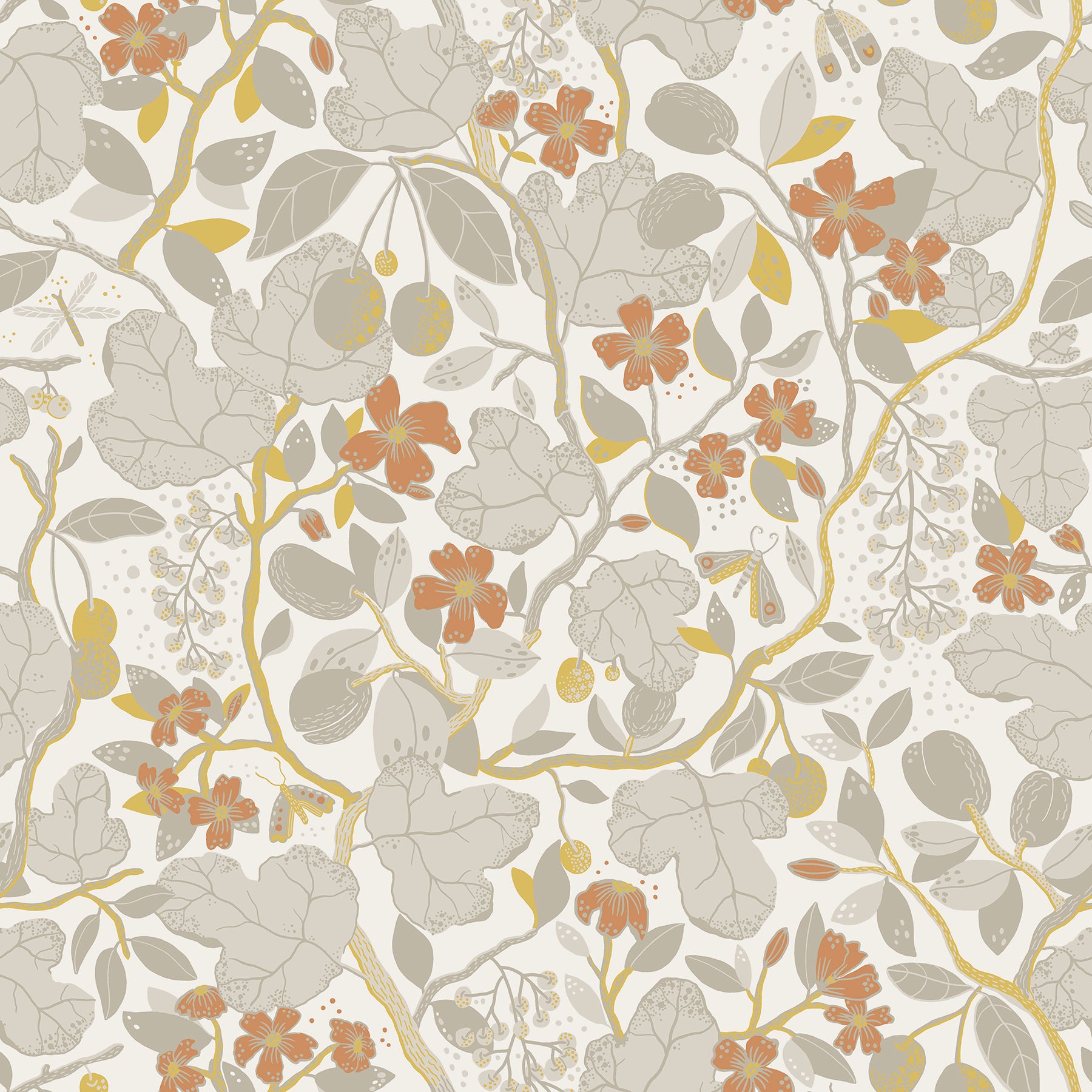 A-Street Prints Ewald Grey Garden Vines Wallpaper, 20.9-in by 33-ft