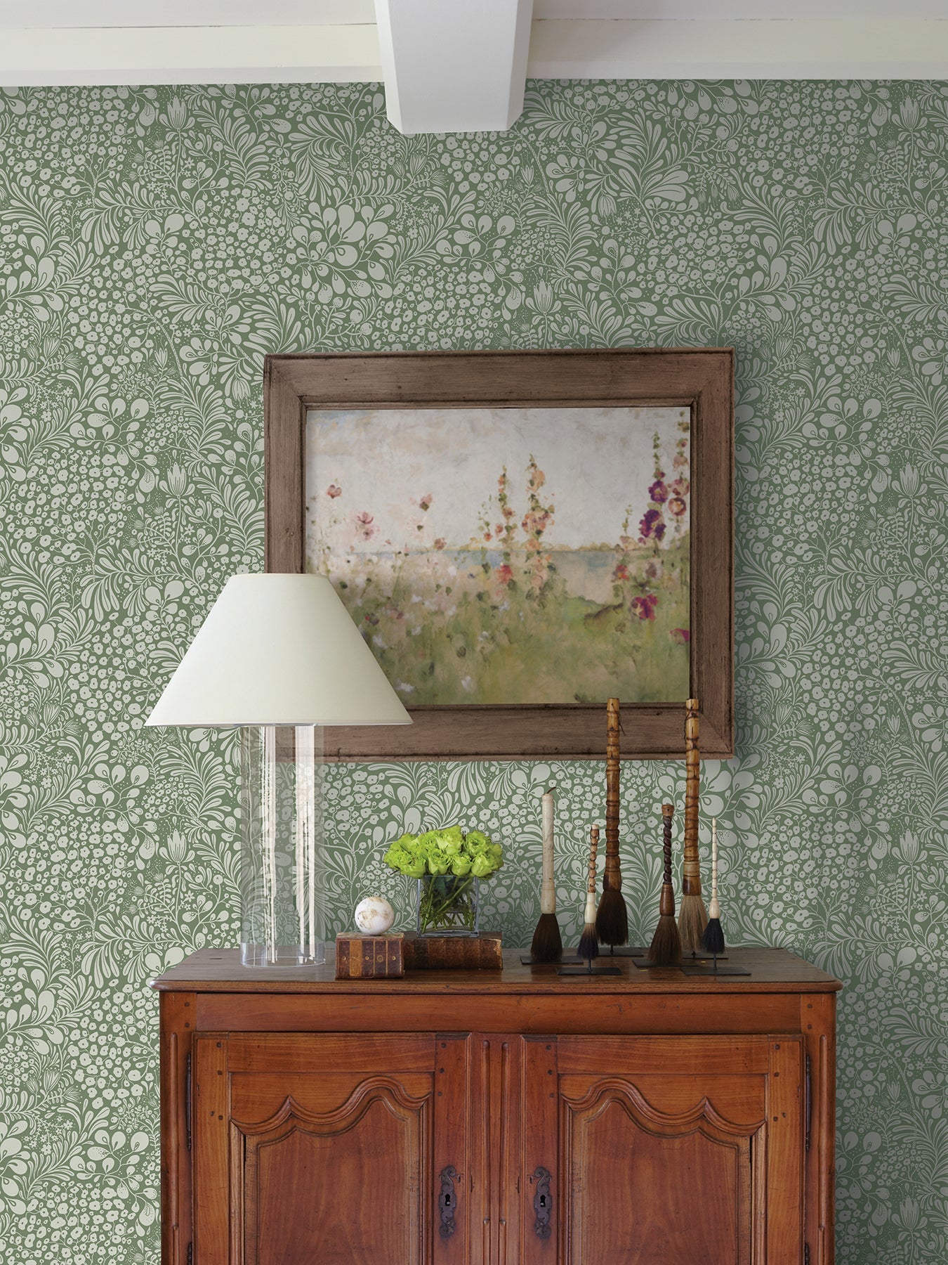 A-Street Prints Siv Dark Green Botanical Wallpaper, 20.9-in by 33-ft