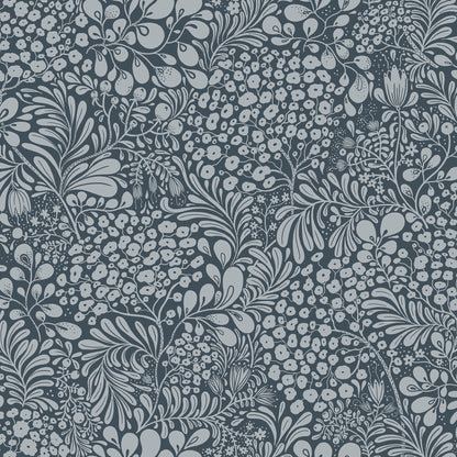 A-Street Prints Siv Dark Blue Botanical Wallpaper, 20.9-in by 33-ft