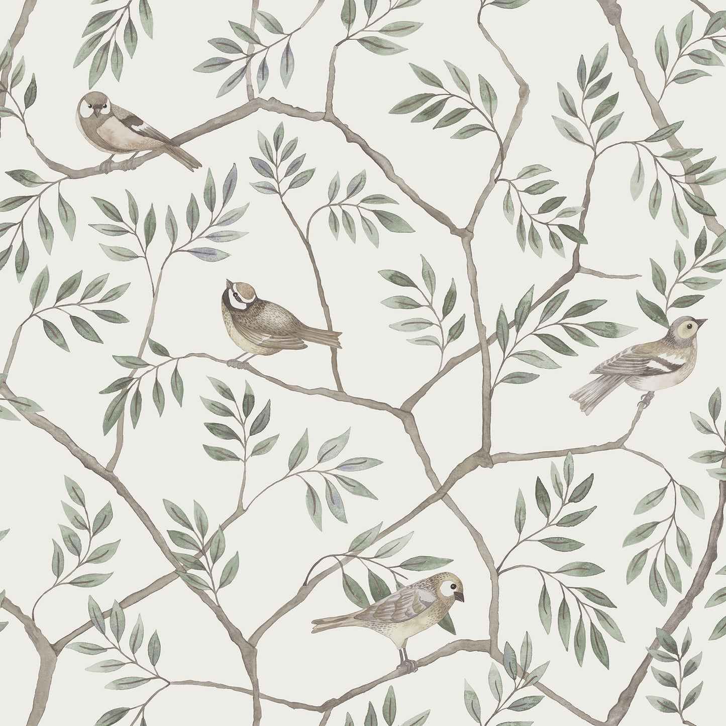 A-Street Prints Crossbill Off White Branches Wallpaper, 20.5-in by 33-ft