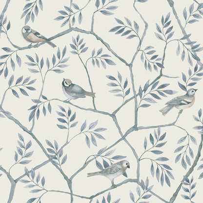 A-Street Prints Crossbill Light Blue Branches Wallpaper, 20.5-in by 33-ft