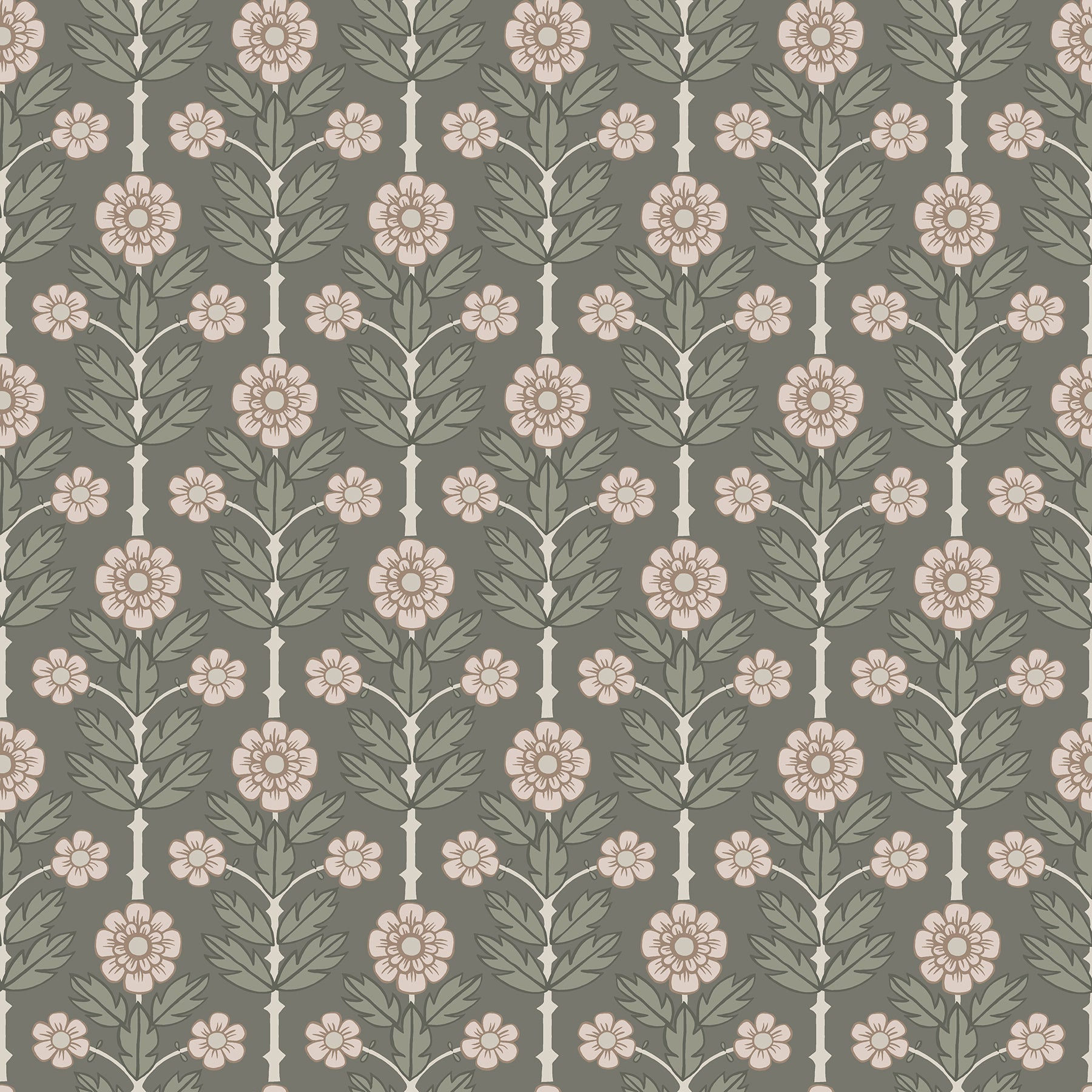 A-Street Prints Aya Grey Floral Wallpaper, 20.5-in by 33-ft