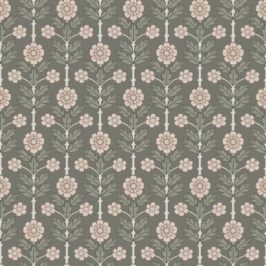 A-Street Prints Aya Grey Floral Wallpaper, 20.5-in by 33-ft