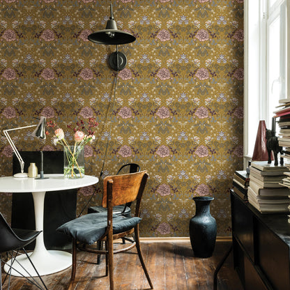 A-Street Prints Celestine Mustard Floral Wallpaper, 20.5-in by 33-ft