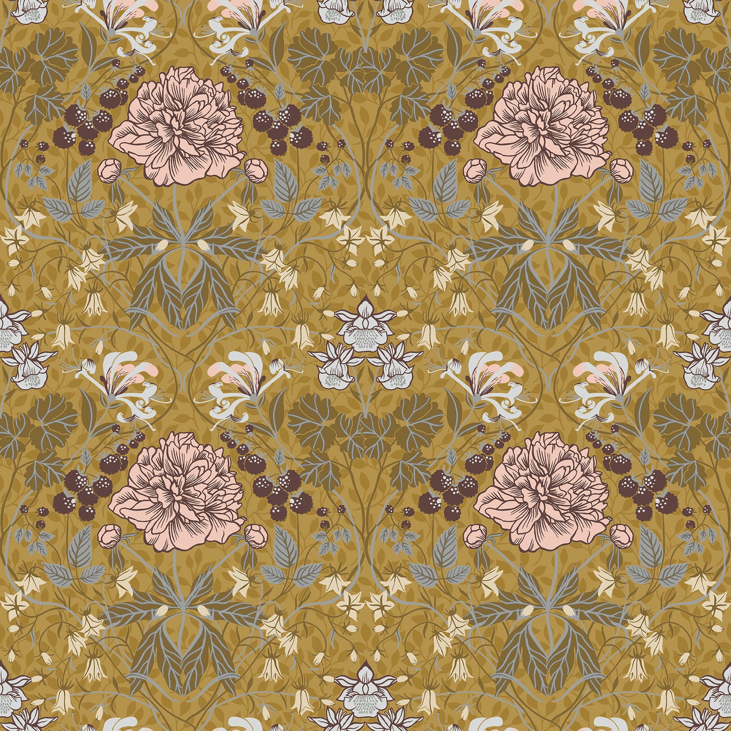 A-Street Prints Celestine Mustard Floral Wallpaper, 20.5-in by 33-ft