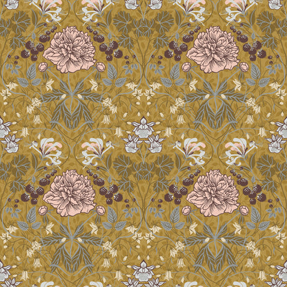 A-Street Prints Celestine Mustard Floral Wallpaper, 20.5-in by 33-ft