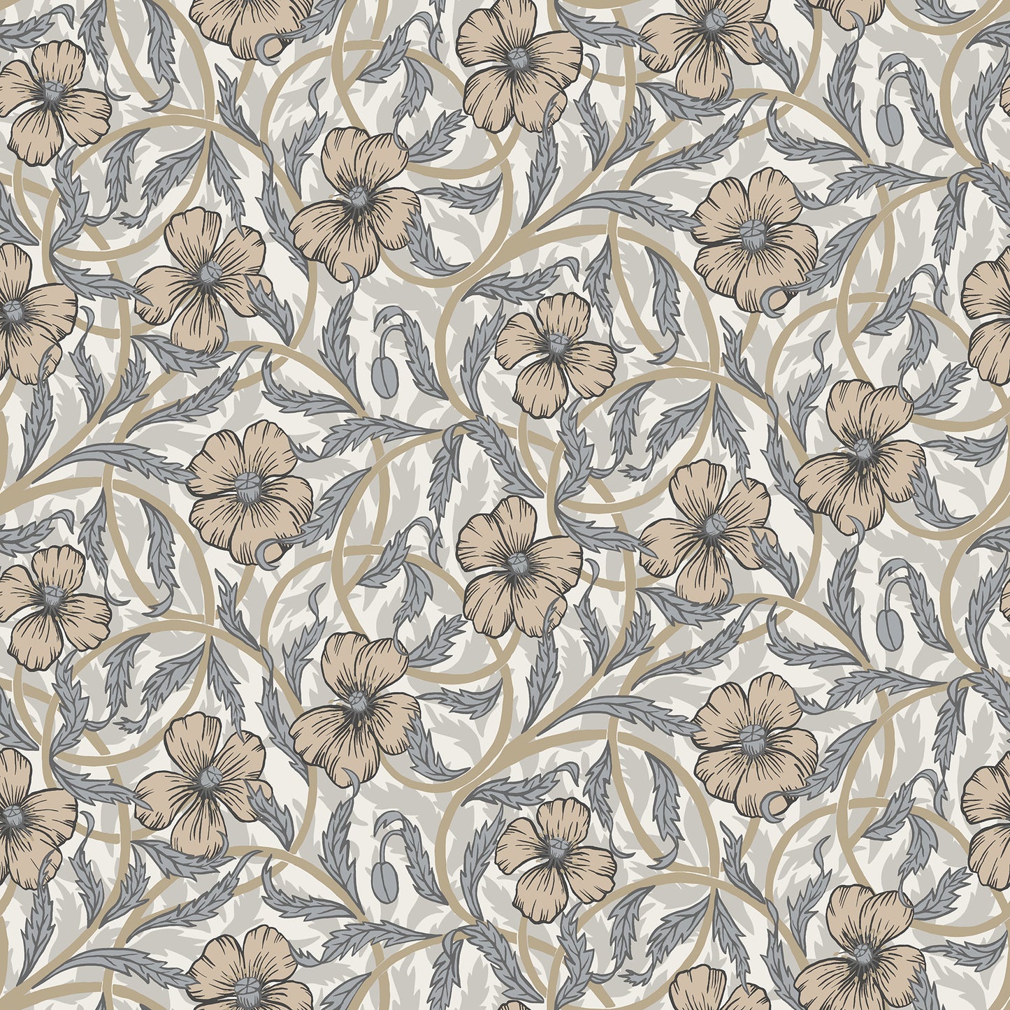 A-Street Prints Imogen Neutral Floral Wallpaper, 20.5-in by 33-ft