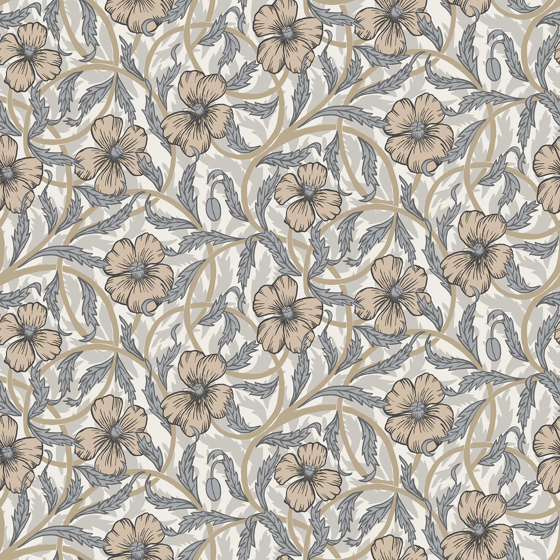 A-Street Prints Imogen Neutral Floral Wallpaper, 20.5-in by 33-ft