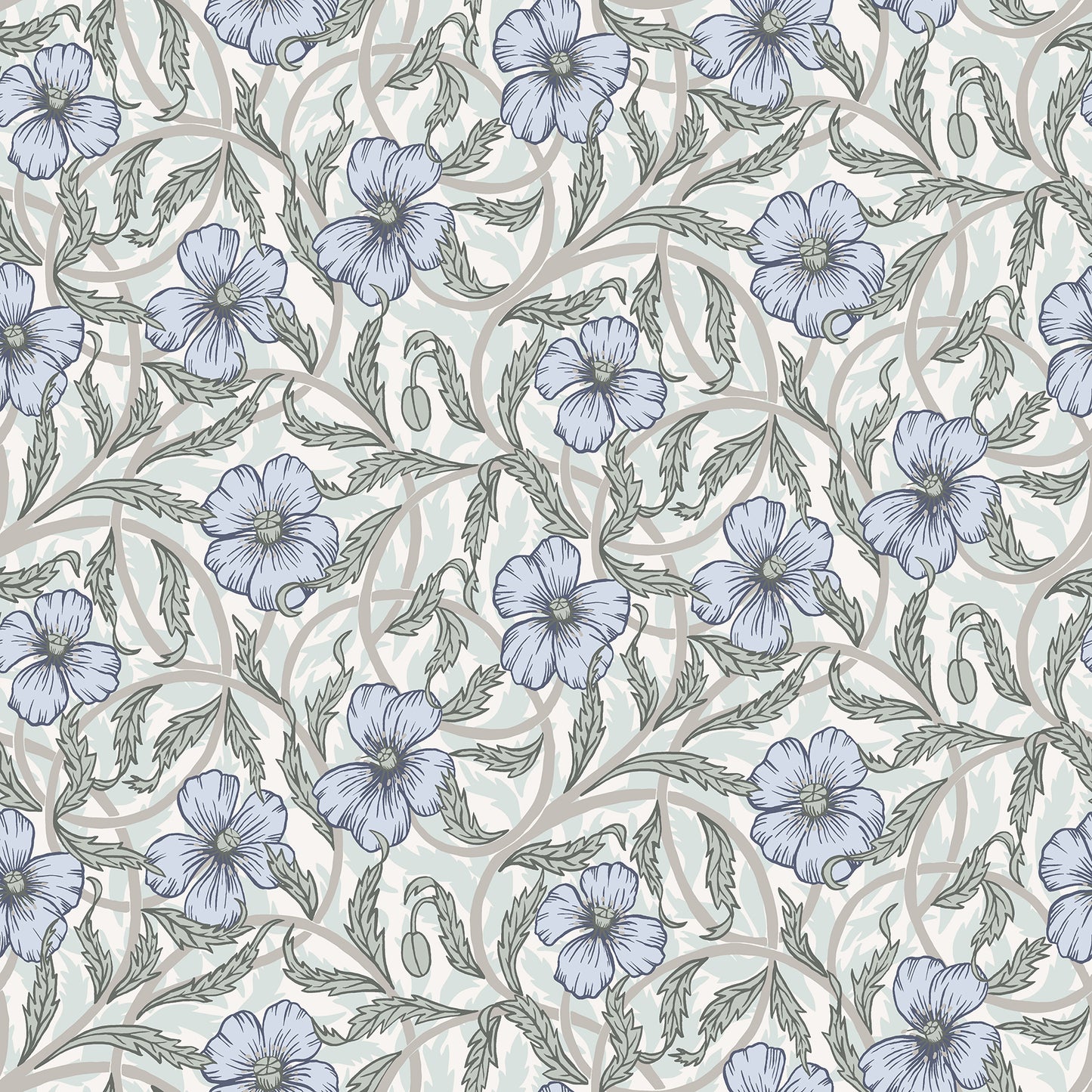 A-Street Prints Imogen Light Blue Floral Wallpaper, 20.5-in by 33-ft