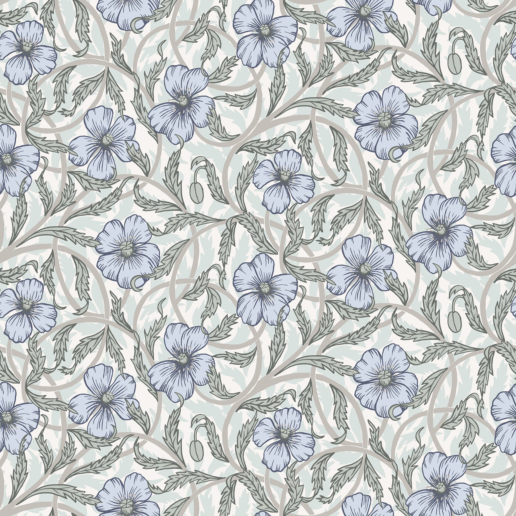 A-Street Prints Imogen Light Blue Floral Wallpaper, 20.5-in by 33-ft