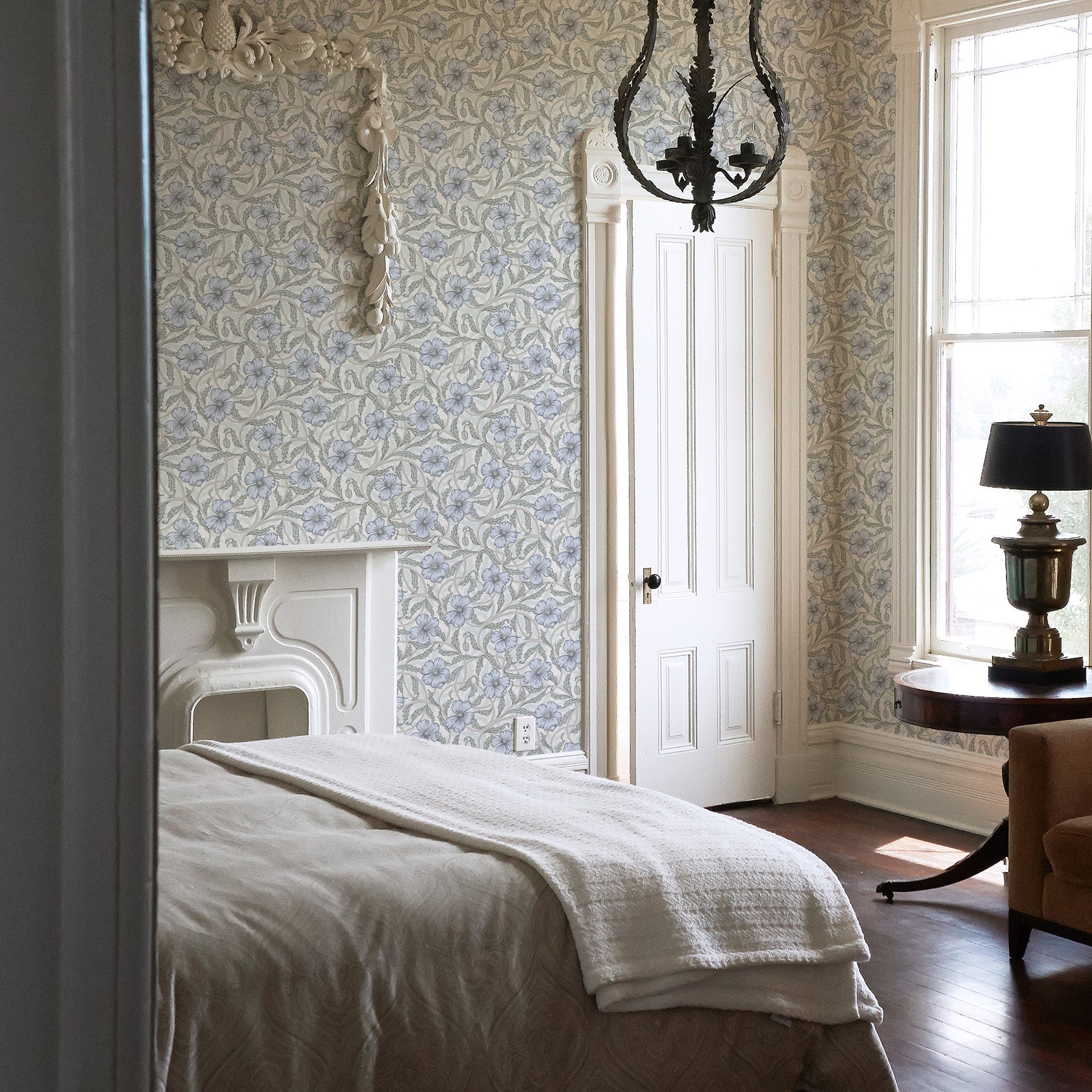 A-Street Prints Imogen Light Blue Floral Wallpaper, 20.5-in by 33-ft