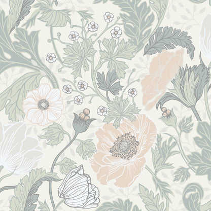 A-Street Prints Anemone Light Grey Floral Wallpaper, 20.5-in by 33-ft