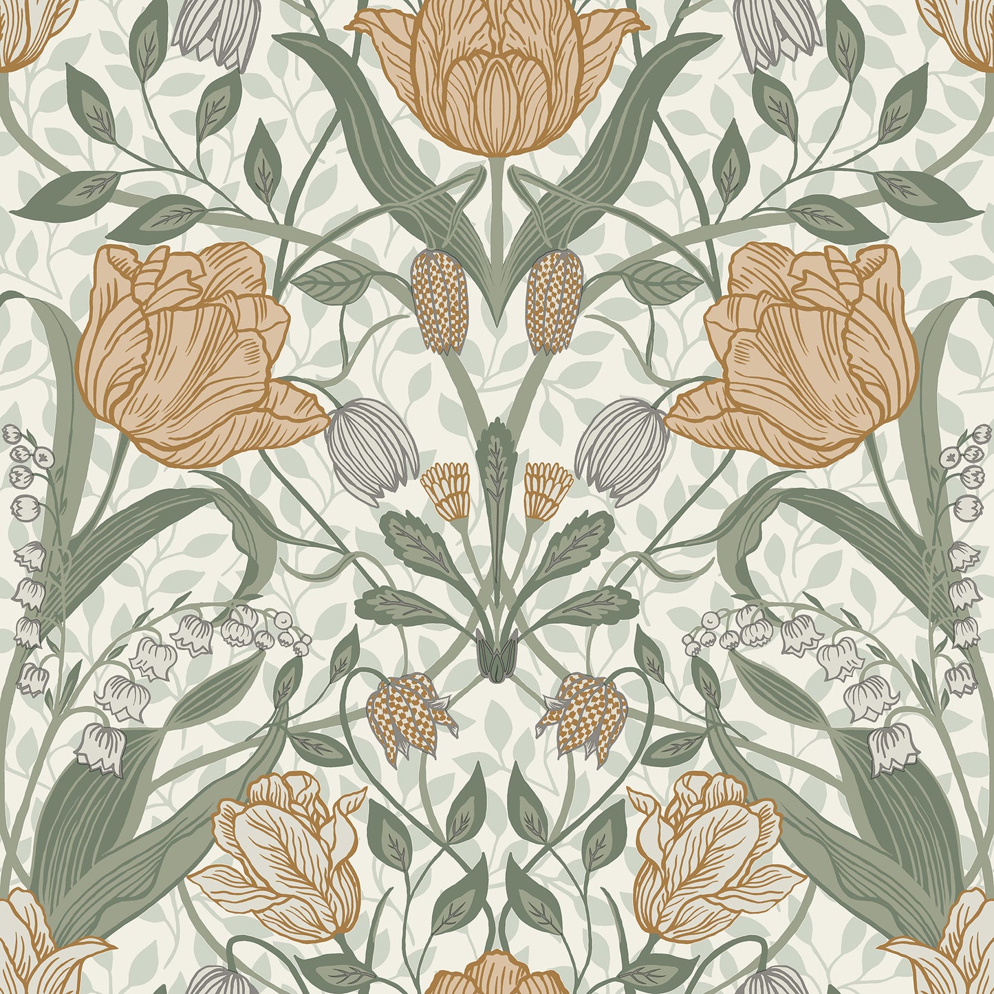 A-Street Prints Tulipa Green Floral Wallpaper, 20.5-in by 33-ft