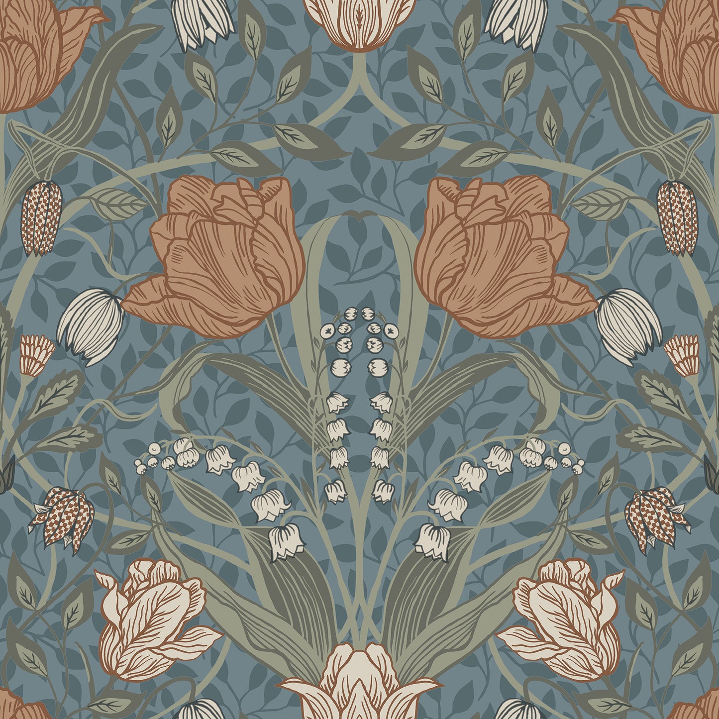 A-Street Prints Tulipa Blue Floral Wallpaper, 20.5-in by 33-ft