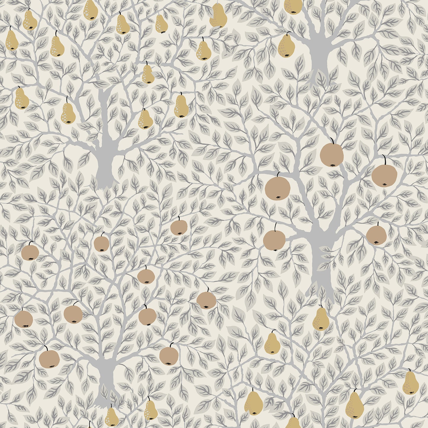 A-Street Prints Pomona Light Grey Fruit Tree Wallpaper, 20.5-in by 33-ft