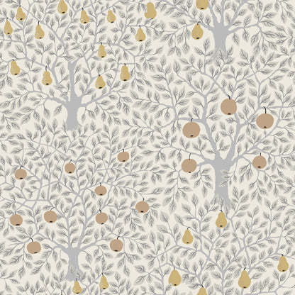 A-Street Prints Pomona Light Grey Fruit Tree Wallpaper, 20.5-in by 33-ft