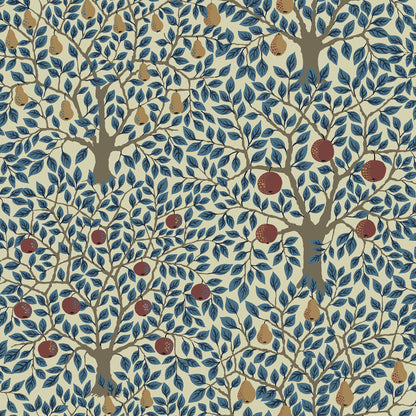 A-Street Prints Pomona Blue Fruit Tree Wallpaper, 20.5-in by 33-ft