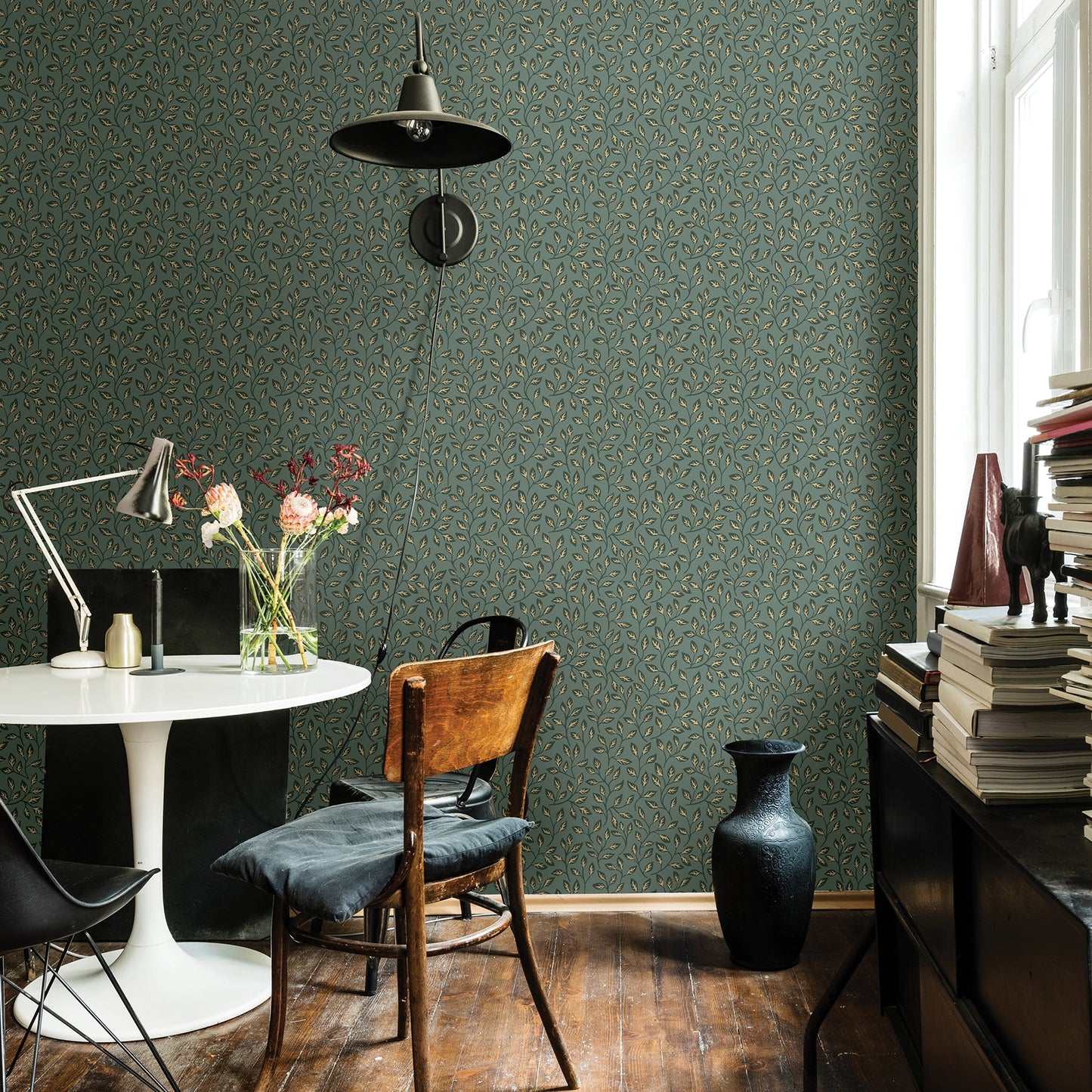 A-Street Prints Posey Green Vines Wallpaper, 20.5-in by 33-ft