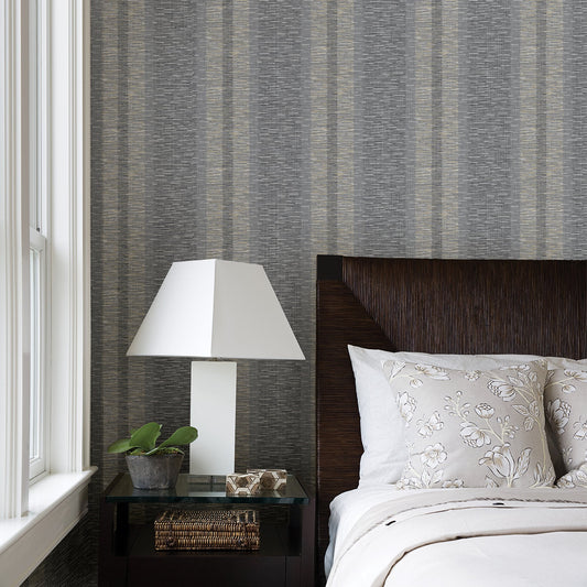 A-Street Prints Pezula Taupe Texture Stripe Wallpaper, 27-in by 27-ft