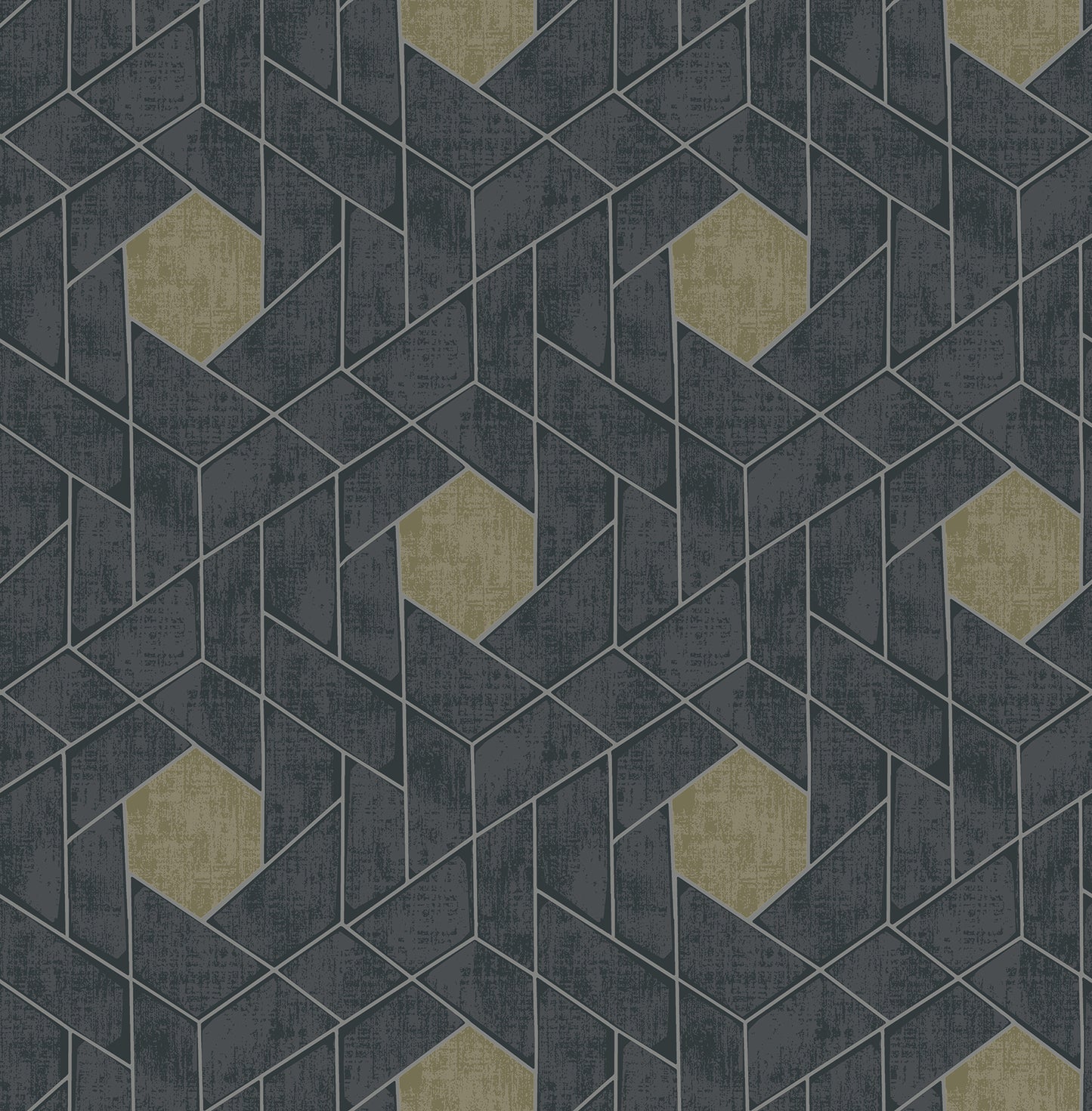 A-Street Prints Granada Charcoal Geometric Wallpaper, 20.5-in by 33-ft