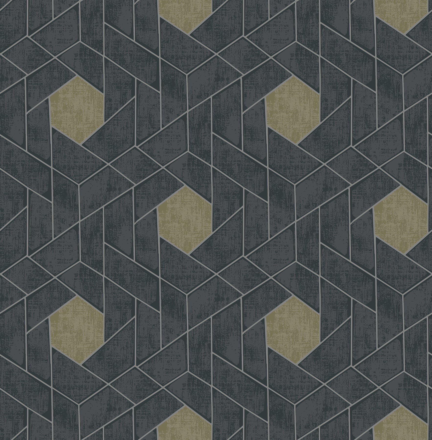 A-Street Prints Granada Charcoal Geometric Wallpaper, 20.5-in by 33-ft