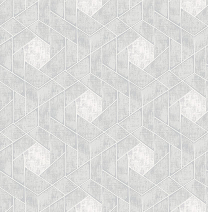 A-Street Prints Granada Light Grey Grey Geometric Wallpaper, 20.5-in by 33-ft