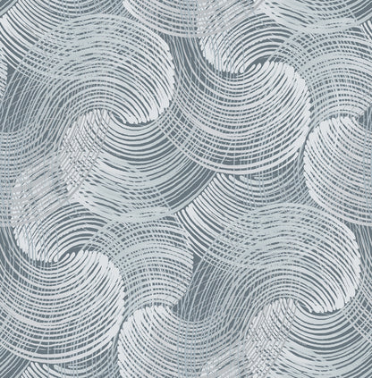 A-Street Prints Karson Blue Swirling Geometric Wallpaper, 20.5-in by 33-ft