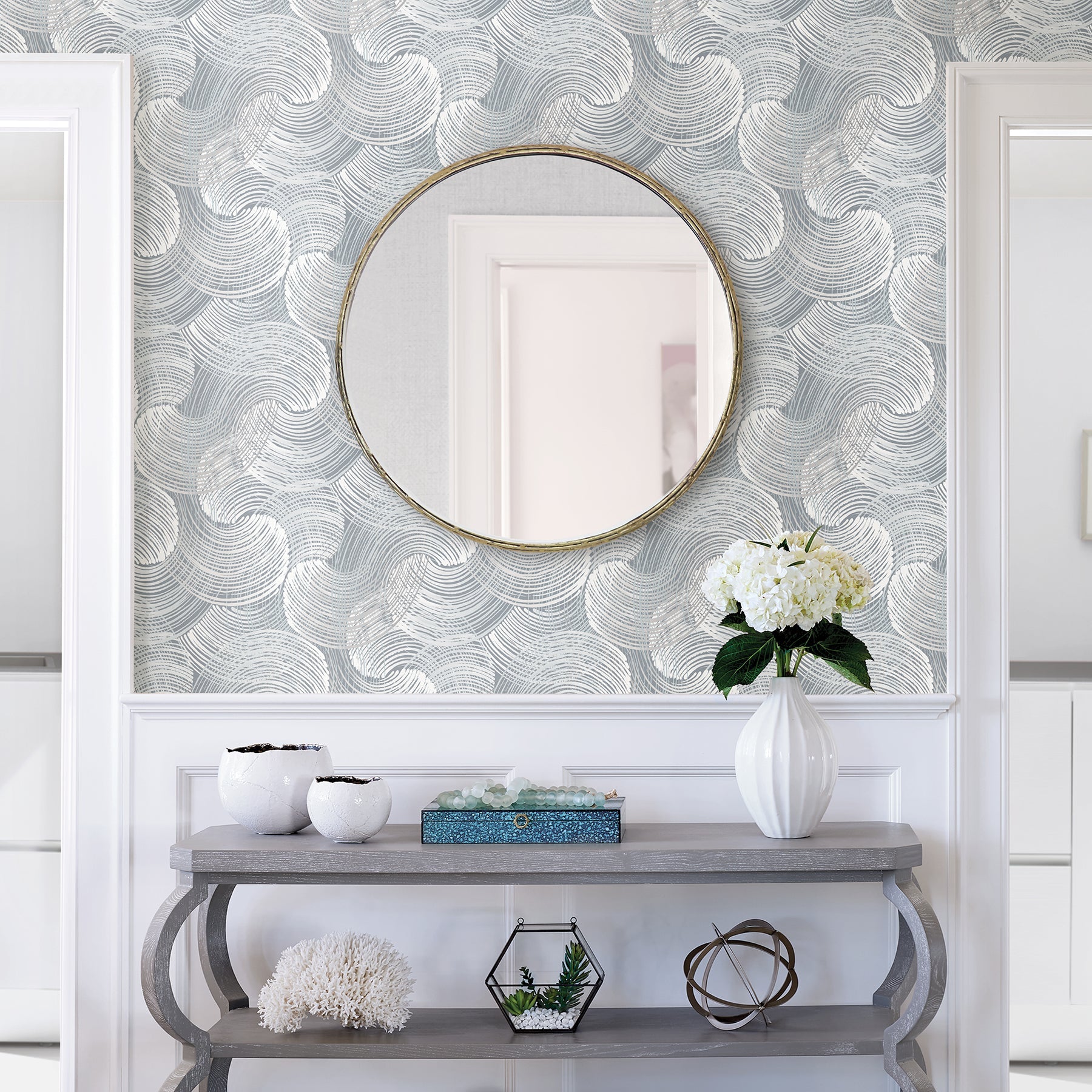 A-Street Prints Karson Slate Swirling Geometric Wallpaper, 20.5-in by 33-ft