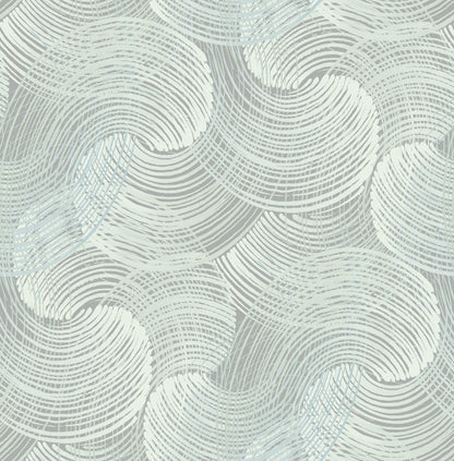 A-Street Prints Karson Teal Swirling Geometric Wallpaper, 20.5-in by 33-ft