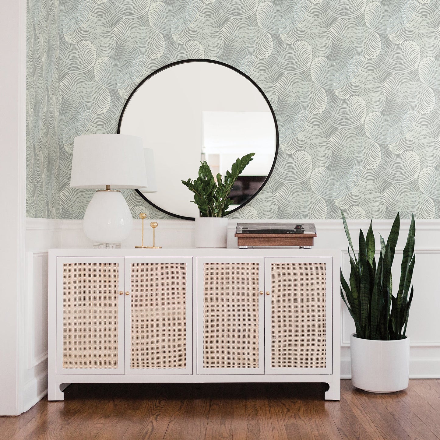 A-Street Prints Karson Teal Swirling Geometric Wallpaper, 20.5-in by 33-ft