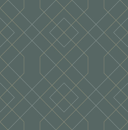 A-Street Prints Ballard Teal Geometric Wallpaper, 20.5-in by 33-ft