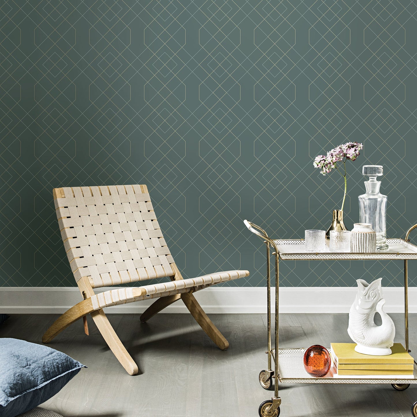 A-Street Prints Ballard Teal Geometric Wallpaper, 20.5-in by 33-ft