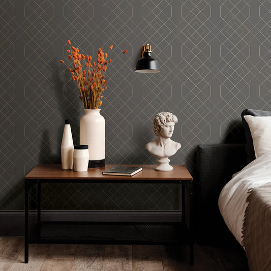 A-Street Prints Ballard Grey Geometric Wallpaper, 20.5-in by 33-ft