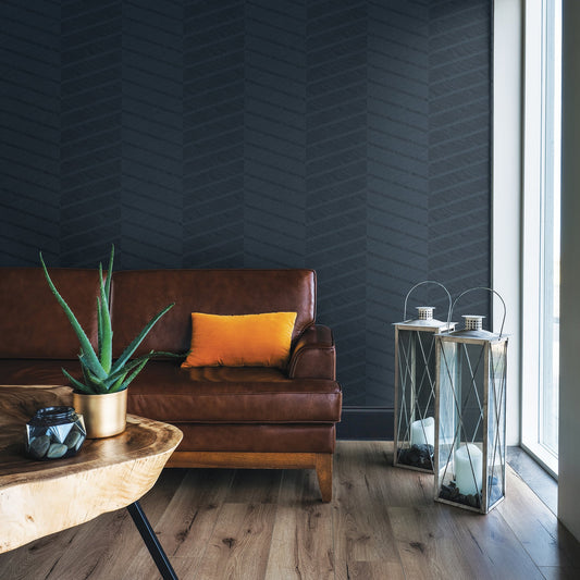 A-Street Prints Aspen Indigo Chevron Wallpaper, 20.5-in by 33-ft