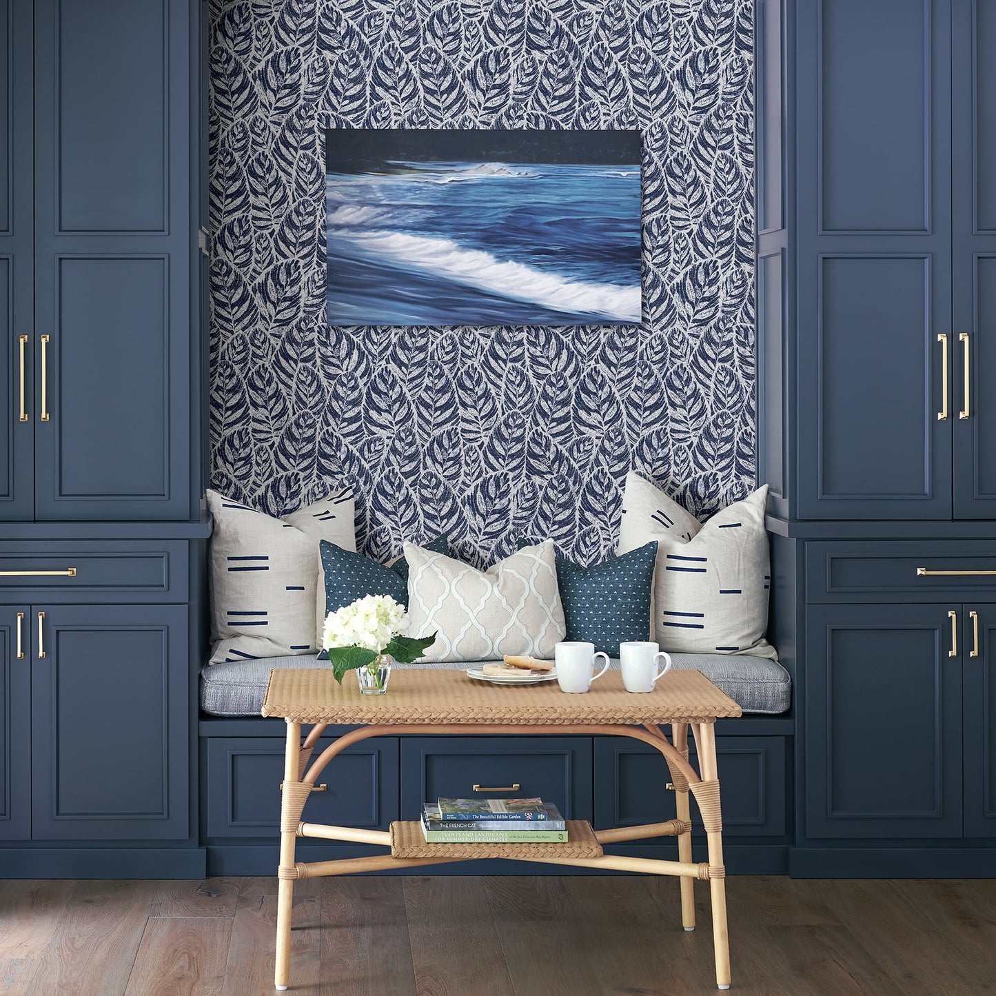 A-Street Prints Del Indigo Indigo Botanical Wallpaper, 20.5-in by 33-ft