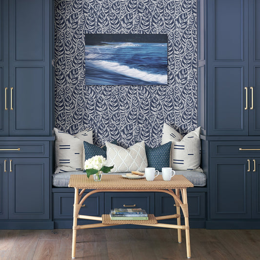 A-Street Prints Del Indigo Indigo Botanical Wallpaper, 20.5-in by 33-ft