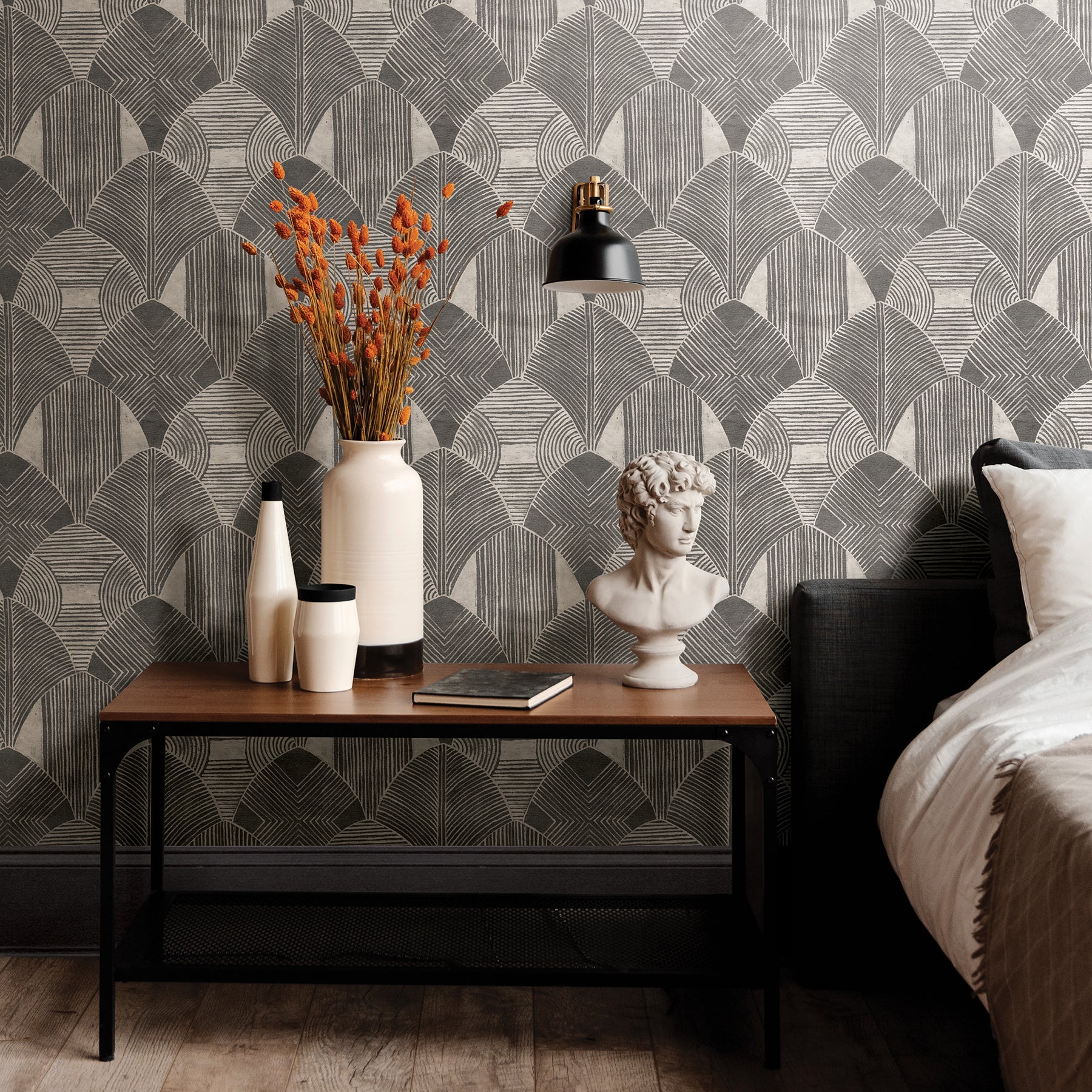 A-Street Prints Westport Charcoal Geometric Wallpaper, 20.5-in by 33-ft