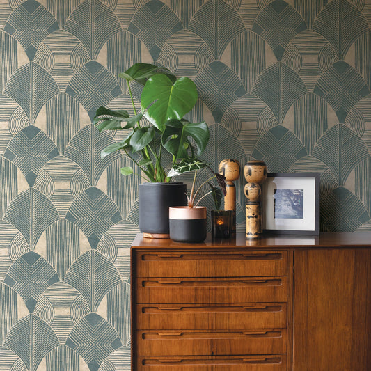 A-Street Prints Westport Teal Geometric Wallpaper, 20.5-in by 33-ft