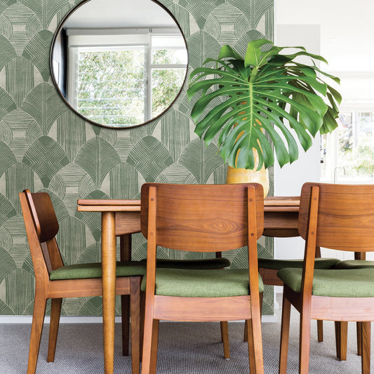 A-Street Prints Westport Green Geometric Wallpaper, 20.5-in by 33-ft