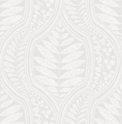 A-Street Prints Juno Light Grey Grey Ogee Wallpaper, 20.5-in by 33-ft