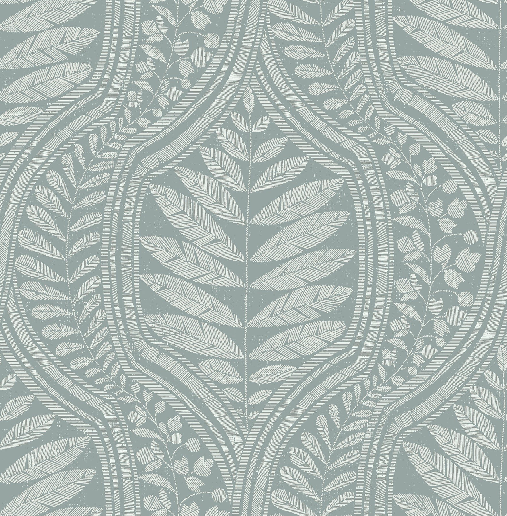 A-Street Prints Juno Teal Ogee Wallpaper, 20.5-in by 33-ft